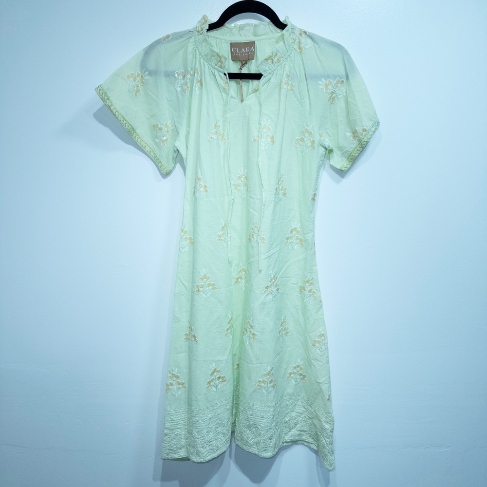 Clara The Label Mint Green Embroidered Sequin‎ Flower Mini Dress Size XS NWT